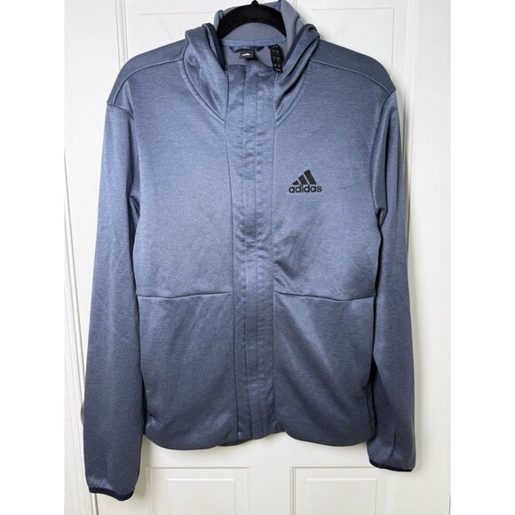Adidas Men’s Tl Full Zip Blue Gray Hoodie Climawarm Size Small EUC - Picture 1 of 12